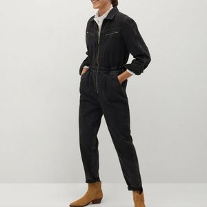 MANGO Women's Black Denim Jumpsuit Size S